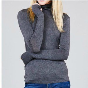 NWT-SOFT! Rayon Jersey Turtleneck, Charcoal Grey